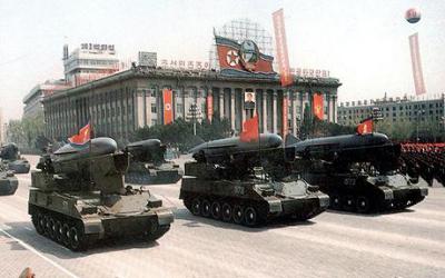 North Korean mobile missile launchers roll through a military parade in Pyongyang. (Photo: GETTY)
