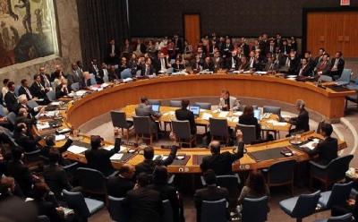 The United Nations Security Council votes to adopt a resolution imposing sanctions against North Korea June 12, 2009 in New York City.