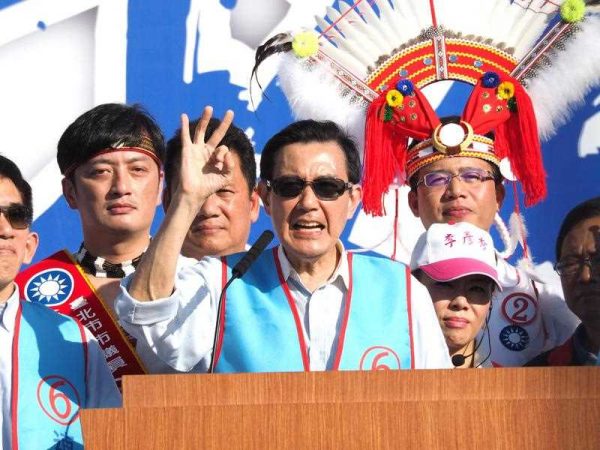 Taiwanese President Ma Ying-jeou speaking at a campaign rally before Taiwan's local elections. President Ma resigned from his position as chairman of the Kuomingtang soon after the election results were confirmed, leaving the party in chaos. (Photo: AAP).