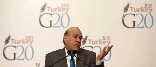 Jose Angel Gurria , Secretary-General of OECD speaks during the press conference to G20 Summit, Finance Ministers and Central Bank Governors meeting in Istanbul, Turkey, 09 February 2015. (Photo: AAP)