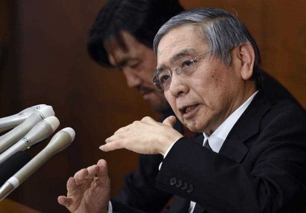 Bank of Japan (BOJ) Governor Haruhiko Kuroda speaks during a press conference following a monetary policy meeting at the BOJ headquarters in Tokyo, Japan, 29 January 2016. (Photo: AAP).
