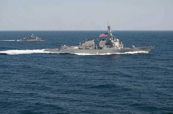 The guided-missile destroyer USS Lassen in formation with the South Korean patrol craft Sokcho during the 2015 Foal Eagle exercise in waters to the east of the Korean Peninsula. (Photo: AAP).