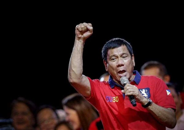 President Rodrigo Duterte speaking during an election campaign in Manila, Philippines, 7 May 2016. (Photo: AAP).
