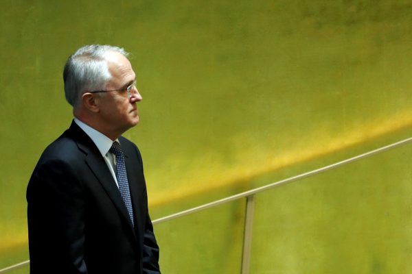 Australia's Prime Minister Malcolm Turnbull enters the General Assembly Hall to speak during the 71st United Nations General Assembly in New York (Photo: Reuters/Eduardo Munoz).