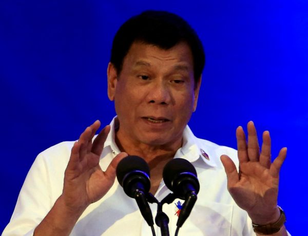Philippine President Rodrigo Duterte gestures while delivering a speech in Manila (Photo: Romeo Ranoco/Reuters).