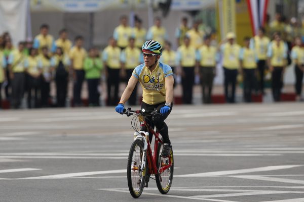 Thailand's Crown Prince Maha Vajiralongkorn cycles in the 'Bike for Dad