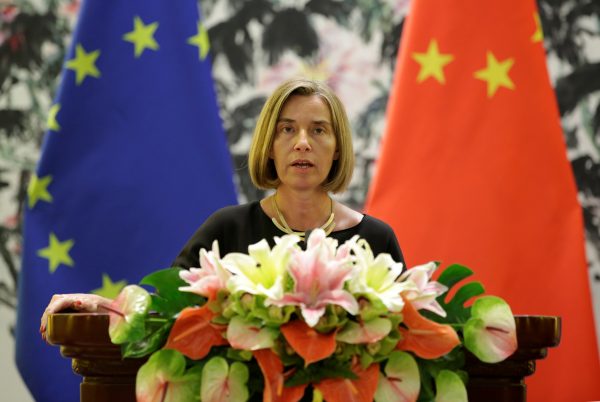 Federica Mogherini, High Representative of the European Union for Foreign Affairs, attends a joint news conference with China's State Councilor Yang Jiechi (not pictured) at Diaoyutai State Guesthouse in Beijing, China, 19 April 2017. (PhotoL Reuters/Jason Lee).