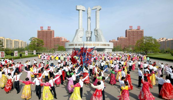 People dance during an event to commemorate the 85th founding anniversary of the Korean People's Army (KPA) in this handout photo by North Korea's Korean Central News Agency (KCNA) made available on 25 April 2017. (Photo: KCNA/Handout via Reuters).