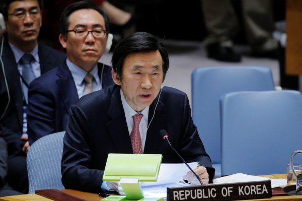 Former South Korean Foreign Minister Yun Byung-Se speaks during a Security Council meeting on the situation in North Korea at the United Nations (UN) in New York City, NY, US, 28 April 2017. (Photo: Reuters/Lucas Jackson).