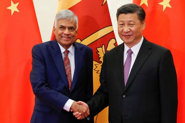Sri Lanka's Prime Minister Ranil Wickremesinghe with Chinese President Xi Jingping at the Great Hall of the People in Beijing, China, 16 May, 2017 (Photo: Reuters/Damir Sagolj).