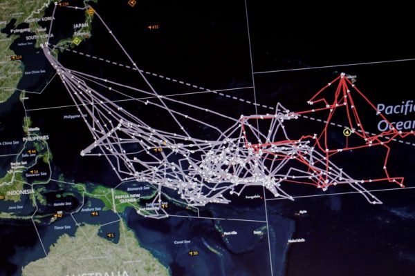 An Eikon ship-tracking screen shows oil tanker traffic around the Marshall Islands in the Pacific in this picture illustration taken 12 August 2016. (Photo: Reuters/Thomas White).