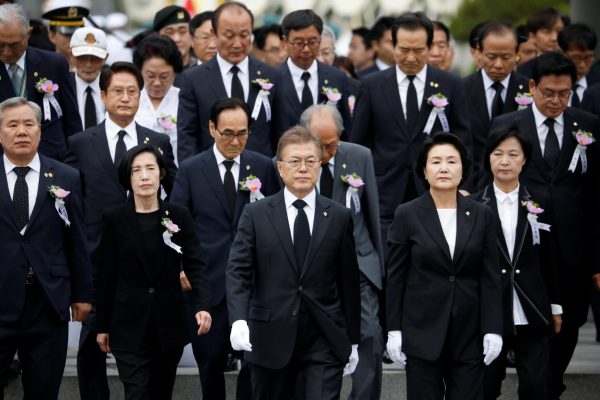 South Korean President Moon Jae-in attends a ceremony marking Korean Memorial Day at the National Cemetery in Seoul, South Korea, 6 June 2017. (Photo: Reuters/Kim Hong-Ji)