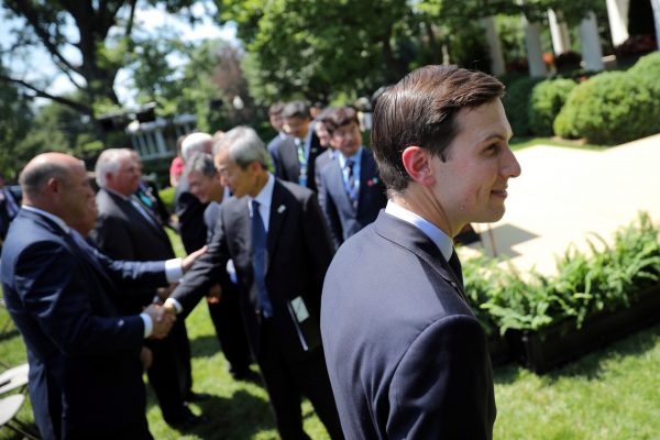 Senior advisor Jared Kushner leaves after US President Donald Trump and South Korean President Moon Jae-in delivered a joint statement from the Rose Garden of the White House in Washington, United States, 30 June 2017 (Photo: Reuters/Carlos Barria).