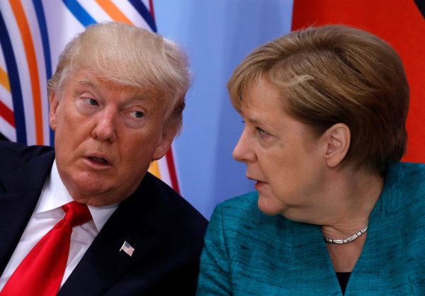 US President Donald Trump and German Chancellor Angela Merkel attend the Womens Entrepreneurship Finance event during the G20 leaders summit in Hamburg, Germany 8 July 2017. (Photo: Reuters/Carlos Barria).