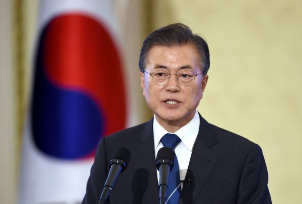 South Korean President Moon Jae-In speaks during a press conference marking his first 100 days in office at the presidential house in Seoul on 17 August 2017. (Photo: Reuters/JUNG Yeon-Je).