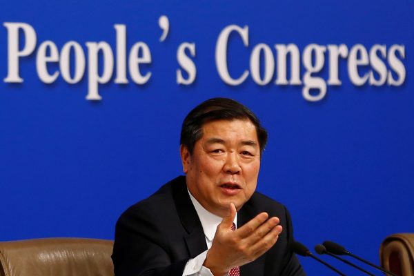 He Lifeng, Chairman of China's National Development and Reform Commission (NDRC), attends a news conference on the sidelines of China's National People's Congress (NPC) in Beijing, 6 March, 2017 (Photo: Reuters/Thomas Peter).