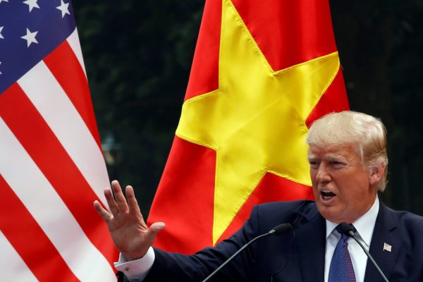 US President Donald Trump attends a news conference at the Presidential Palace in Hanoi, Vietnam, 12 November 2017 (Photo: Reuters/Kham).
