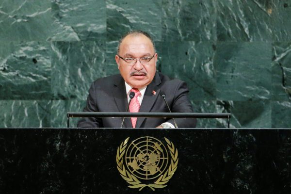 Prime Minister of Papua New Guinea Peter O'Neill addresses the 72nd United Nations General Assembly at UN headquarters in New York, United States, 23 September 2017 (Photo: Reuters/Eduardo Munoz).
