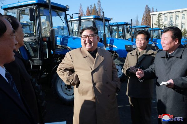 North Korean leader Kim Jong Un gives field guidance to the Kumsong Tractor Factory in this undated picture provided by KCNA in Pyongyang on 15 November 2017. (Photo: Reuters/KCNA).