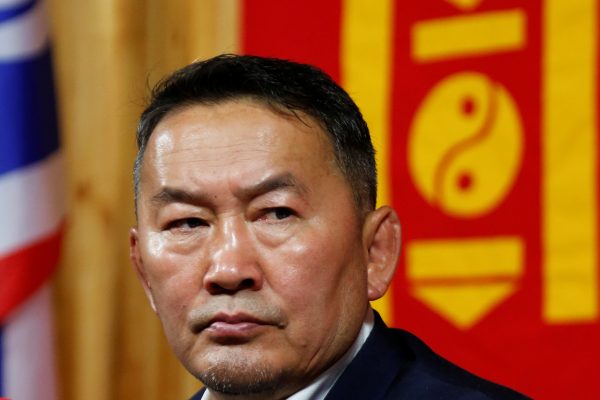 Khaltmaa Battulga, the presidential candidate of the opposition Democratic Party addresses reporters in Ulaanbaatar, Mongolia, 8 July 2017 (Photo: Reuters/Rentsendorj Bazarsukh).