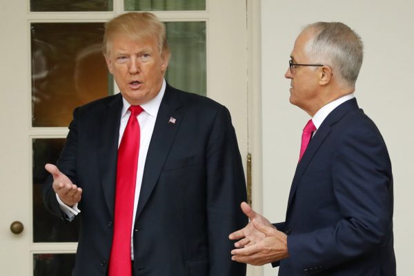 US President Donald Trump welcomes Australian Prime Minister Malcolm Turnbull to the White House in Washington DC, United States, 23 February 2018 (Photo: Reuters/Jim Bourg).