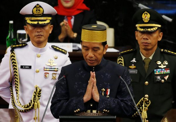 Indonesian President Joko Widodo gestures after delivering a speech in front of parliament members ahead of independence day in Jakarta, Indonesia, 16 August 2017 (Photo: Reuters/Beawiharta).