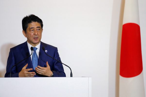 Japan’s Prime Minister Shinzo Abe answers a question during a press conference at the 2016 Ise-Shima G7 Summit in Shima, Japan, 25 May 2016 (Photo: Reuters/Carlos Barria).