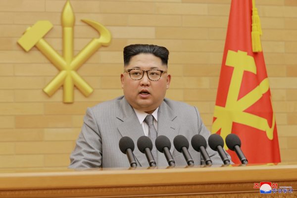 North Korea's leader Kim Jong-un speaks during his New Year's Day speech in this photo released by North Korea's Korean Central News Agency (KCNA) in Pyongyang on 1 January 2018. (Photo: KCNA/via Reuters).