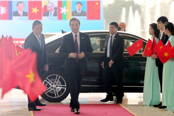 China's State Councilor and Foreign Minister Wang Yi arrives at the National Convention Center during the Mekong Greater Sub-Region Summit in Hanoi, Vietnam, 31 March 2018 (Photo: Minh Hoang/Pool via Reuters).