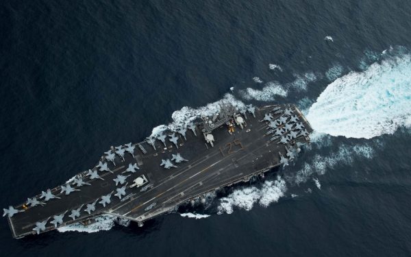 The USS Theodore Roosevelt sails in the Malacca Strait, 1 April 2018 (Photo: US Navy/Mass Communication Specialist 3rd Class Anthony J Rivera/Handout via Reuters).