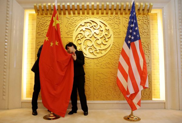 Behind-the-scenes preparations for a meeting between Chinese Transport Minister Li Xiaopeng and US Secretary of Transportation Elaine Chao in Beijing in April 2018. (Photo: Jason Lee/Reuters).