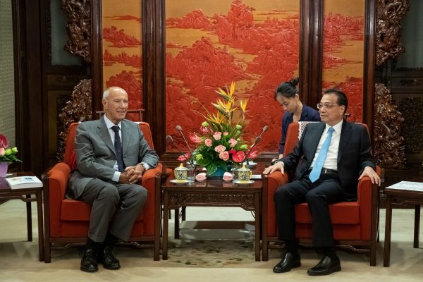 Chinese Premier Li Keqiang meets with the World Intellectual Property Organization (WIPO) Director General Francis Gurry at the Zhongnanhai leadership compound in Beijing, China, 28 August 2018 (Photo: Reuters/Roman Pilipey).