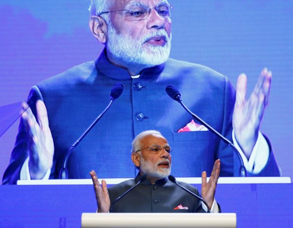 India’s Prime Minister Narendra Modi delivers the keynote address at the IISS Shangri-La Dialogue in Singapore, 1 June 2018. (Photo: Reuters/Edgar Su).