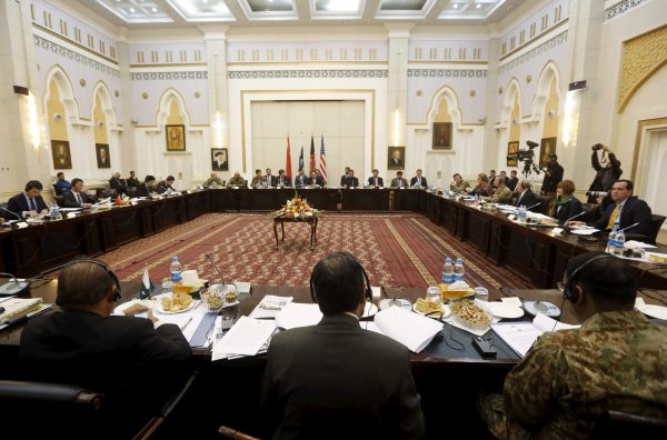 Officials from Afghanistan, Pakistan, the United States and China met to set a date for the first direct talks with the Taliban since a previous round in the peace process broke down last year, Kabul, Afghanistan, 23 February 2016 (Picture: Reuters/Omar Sobhani)