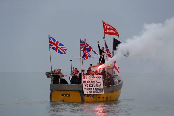 All at sea? Supporters of the ‘Fishing for Leave’ group protest against British Prime Minister Theresa May’s Brexit transition deal in April 2018 (Photo: Reuters/Peter Nicholls).