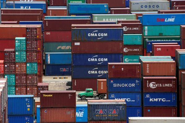 Shipping containers are seen at a port in Shanghai, China, 10 July 2018 (Photo: Reuters/Aly Song/File Photo).