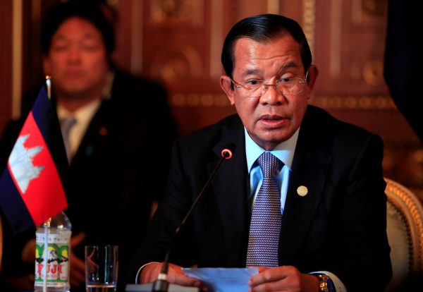 Cambodia's Prime Minister Hun Sen attends the joint news conference of the Japan-Mekong Summit Meeting at the Akasaka Palace State Guest House in Tokyo, Japan, 9 October 2018 (Photo: Reuters/Franck Robichon).