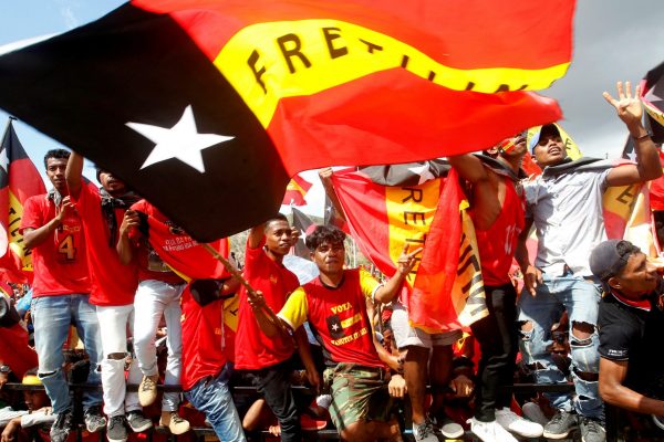 Supporters of the FRETILIN political party take part in a rally ahead of parliamentary elections in Tasi Tolu, Dili, East Timor, 9 May 2018 (Photo: Reuters/Lirio Da Fonseca).