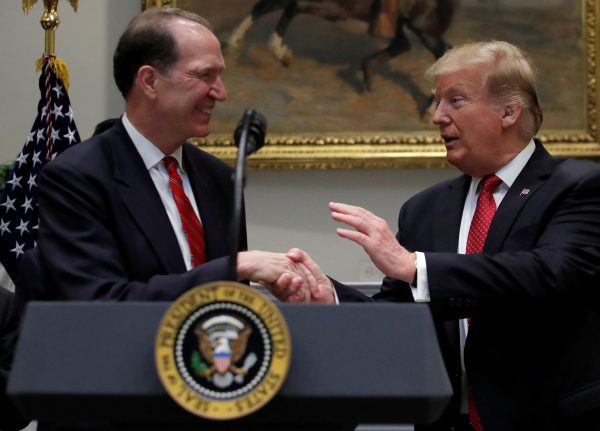 U.S. President Donald Trump introduces the U.S. candidate in election for the next President of the World Bank David Malpass at the White House in Washington, U.S., 6 February 2019 (Photo: Reuters/Jim Young).