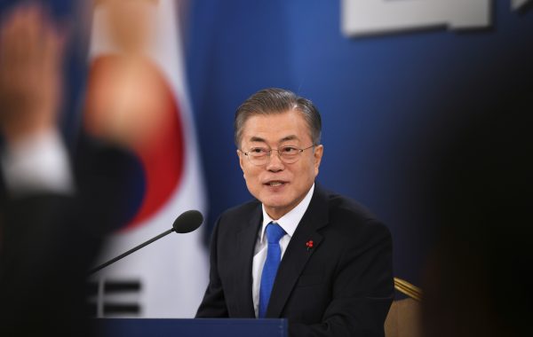 South Korean President Moon Jae-in holds his New Year press conference at the presidential Blue House in Seoul, South Korea, 10 January 2019 (Photo: Jung Yeon-je/Pool via Reuters).