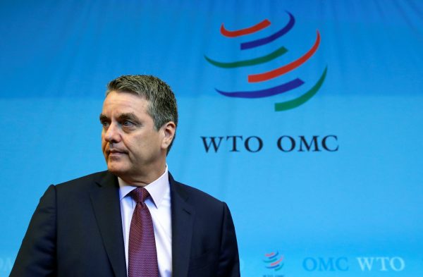 Roberto Azevedo, Director-General of the World Trade Organization (WTO) arrives for the General Council meeting at the WTO in Geneva, Switzerland, 26 July, 2018. REUTERS/Denis Balibouse