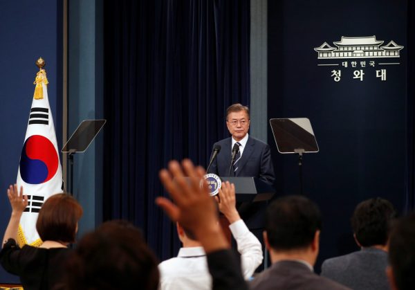 South Korean President Moon Jae-in speaks during a news conference at the Presidential Blue House in Seoul, South Korea (Photo: Reuters/Kim Hong-Ji).