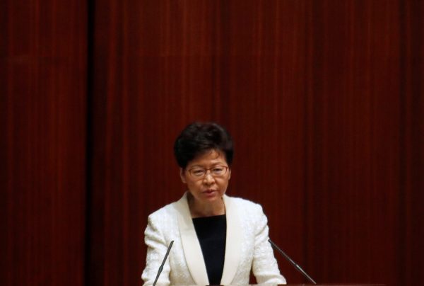 Hong Kong's Chief Executive Carrie Lam takes questions from lawmakers regarding her policy address, at the Legislative Council in Hong Kong, China, 17 October 2019 (Photo: Reuters/Umit Bektas).