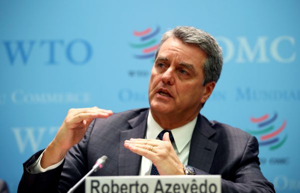 World Trade Organization (WTO) Director-General Roberto Azevedo speaks at a news conference after a two day General Council meeting at the WTO headquarters in Geneva, Switzerland, 10 December 2019 (Photo: Reuters/Denis Balibouse).