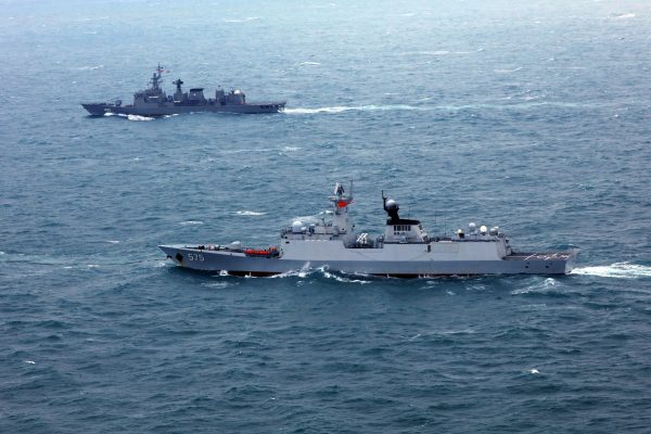 Chinese People's Liberation Army (PLA) Navy’s guided-missile frigate Yueyang (front) and HTMS frigate Naresuan of Royal Thai Navy take part in a China-Thailand joint naval exercise in waters off the southern port city of Shanwei, Guangdong province, China, 6 May 2019 (Photo: Reuters/Stringer).