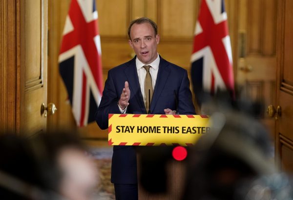 Foreign Secretary Dominic Raab holds the COVID-19 Digital Press Conference at 10 Downing Street, London, UK, 13 April 2020. there are already 11,329 deaths caused by COVID-19 (Photo: ReutersLatin/ America News Agency).