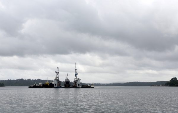 A floating dock of the Indian navy is pictured at the naval base at Port Blair in Andaman and Nicobar Islands, India, 1 July 2015 (Photo: Reuters/Sanjeev Miglani).