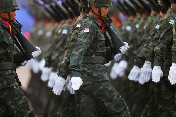 Soldiers march during the annual Military Parade to celebrate the Coronation of King Rama X at the Royal Thai Army Cavalry Center in Saraburi province, Thailand 18 January, 2020 (Photo: Reuters/Tun).