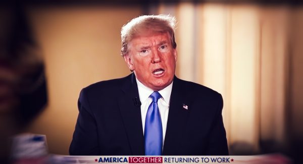 Screenshot of Donald Trump during his intervention on Fox News, 3 May 2020 (Photo: Reuters).