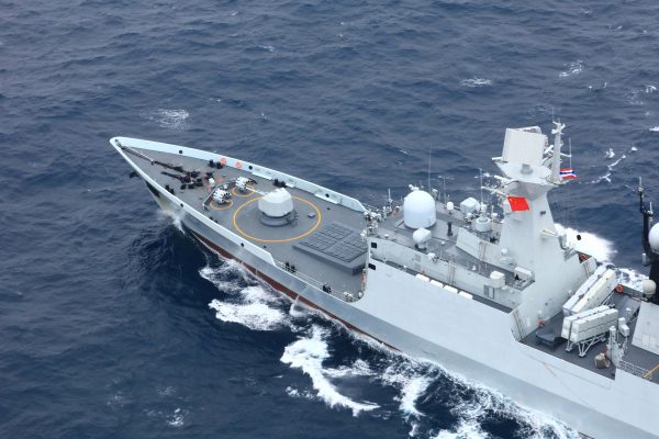 Chinese People's Liberation Army (PLA) Navy’s guided-missile frigate Yueyang takes part in a China-Thailand joint naval exercise in waters off the southern port city of Shanwei, Guangdong province, China, 6 2019 (Reuters/Stringer).